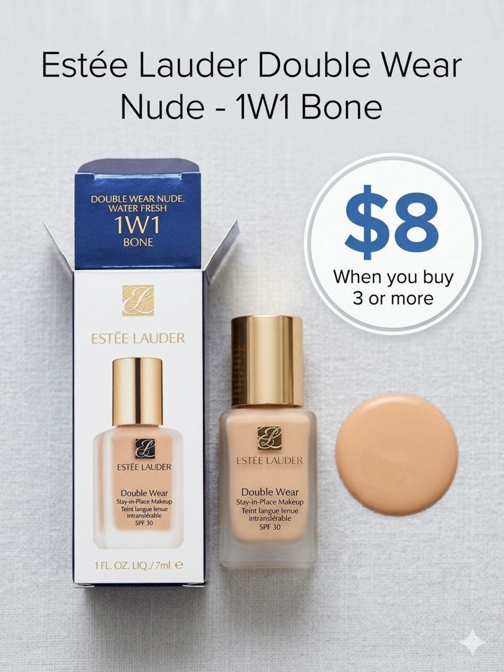 Estée Lauder Double Wear Nude Foundation in Bone Beige Travel Size